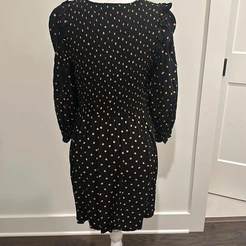 Madewell Smocked Elastic Top Polka Dt V-Neck Dress Sz M - Picture 4 of 6